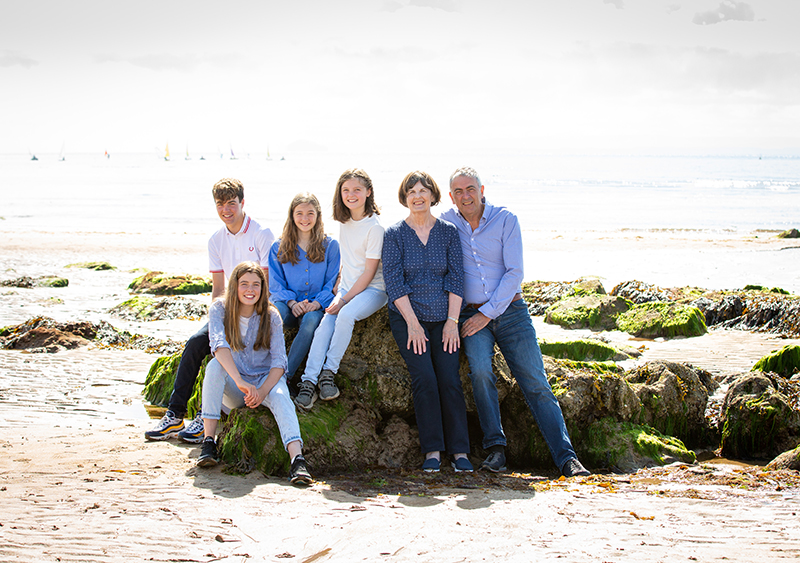 Family portrait on the beach Lower Largo