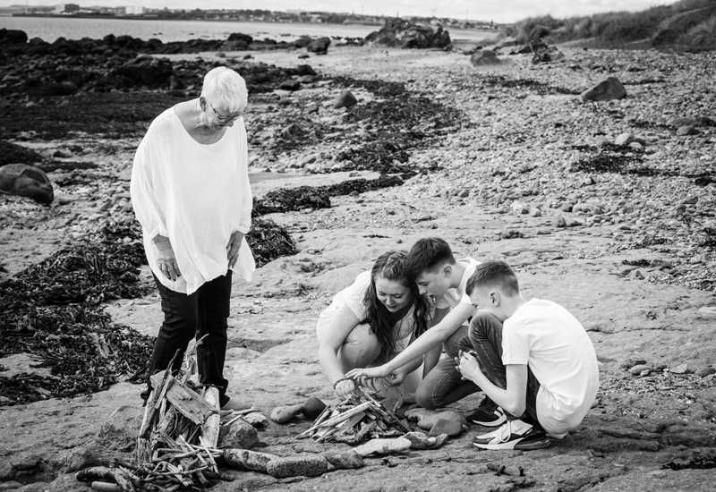 teenage family photo on the beach at Lower Largo